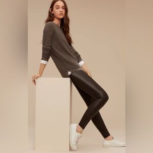 Aritzia Wilfred Free Daria Brown Vegan Leggings L